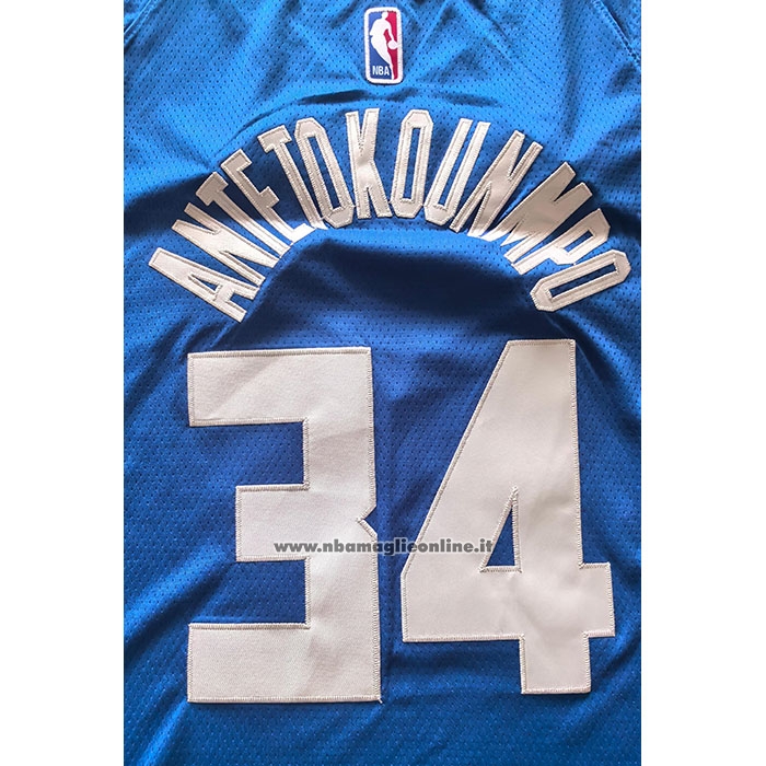 Maglia Milwaukee Bucks Giannis Antetokounmpo #34 Citta 2024-25 Blu